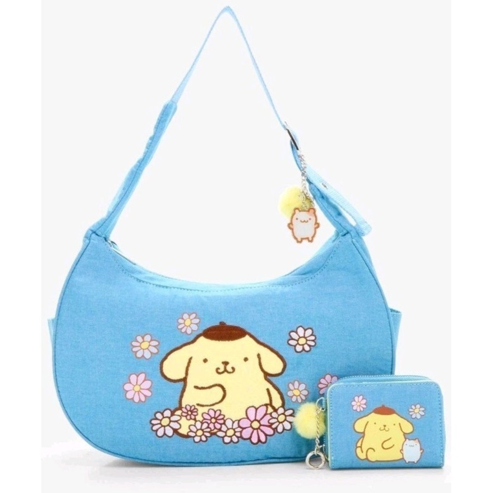 Her Universe Pompompurin Floral Chambray‎ Shoulder Bag And WALLET SET NEW